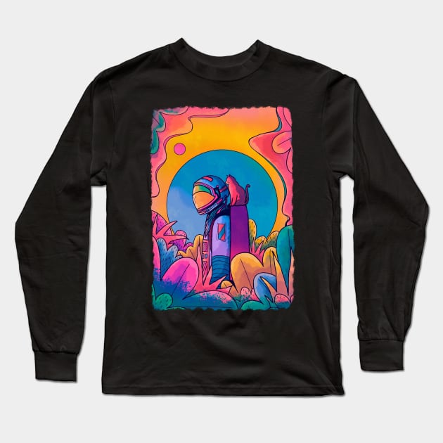 The astronaut and cat Long Sleeve T-Shirt by Swadeillustrations